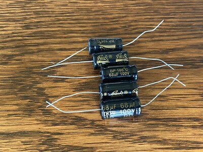 5 New Supertech 68 uf 100v BIPOLAR Axial Capacitors Guitar Tube Amp Crossover