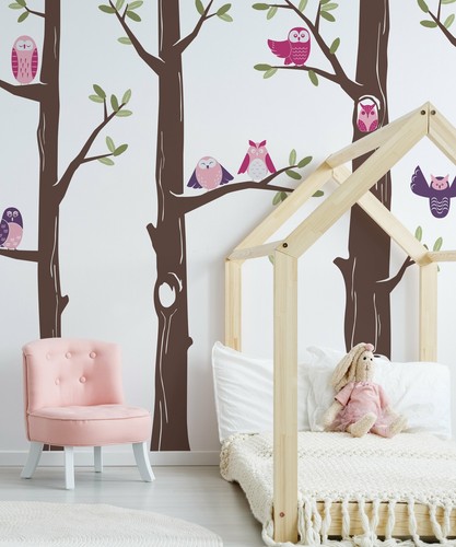 Friendly Forest Owls with Trees Wall Decal - Picture 2 of 10