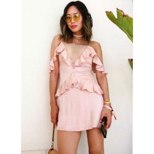 nbd pink ruffle dress songofstyle, size S,$178 ,y2k Fairy