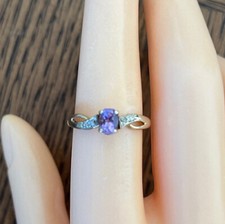 9ct Yellow Gold 0.5ct Amethyst & Diamond Soltaire Ring, UK Size N, EU Size 53