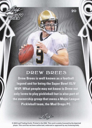 2023 Leaf Trinity #20 Drew Brees - Picture 2 of 2