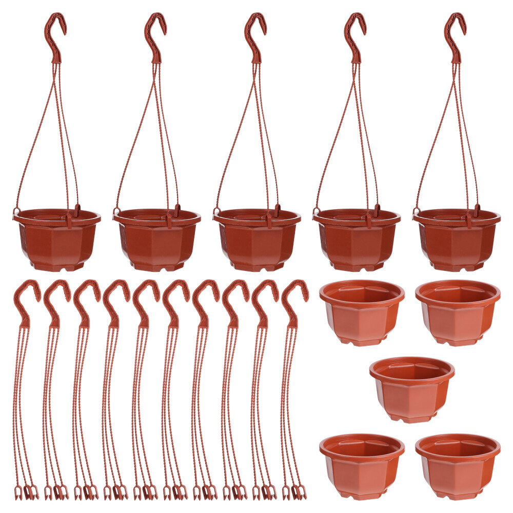 10 Sets Green Dill Plastic Flower Pot Hanging Holder Baskets Stand Pots