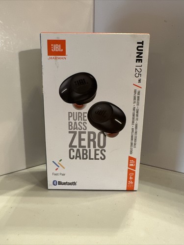 JBLT125TWSBLKAM Tune 125 True Wireless Headphones Black #3532- O250 List $99.00