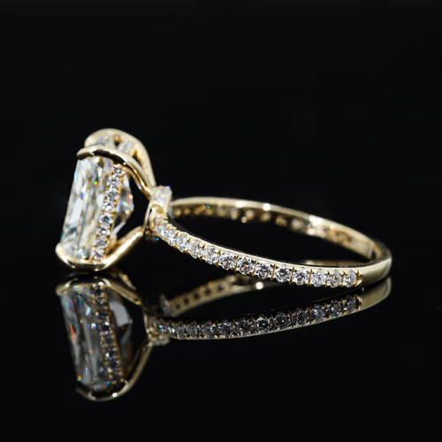 Lab Created IGI 4 Ct Radiant Cut Diamond Engagement Ring in 14k Yellow Gold - Picture 6 of 15