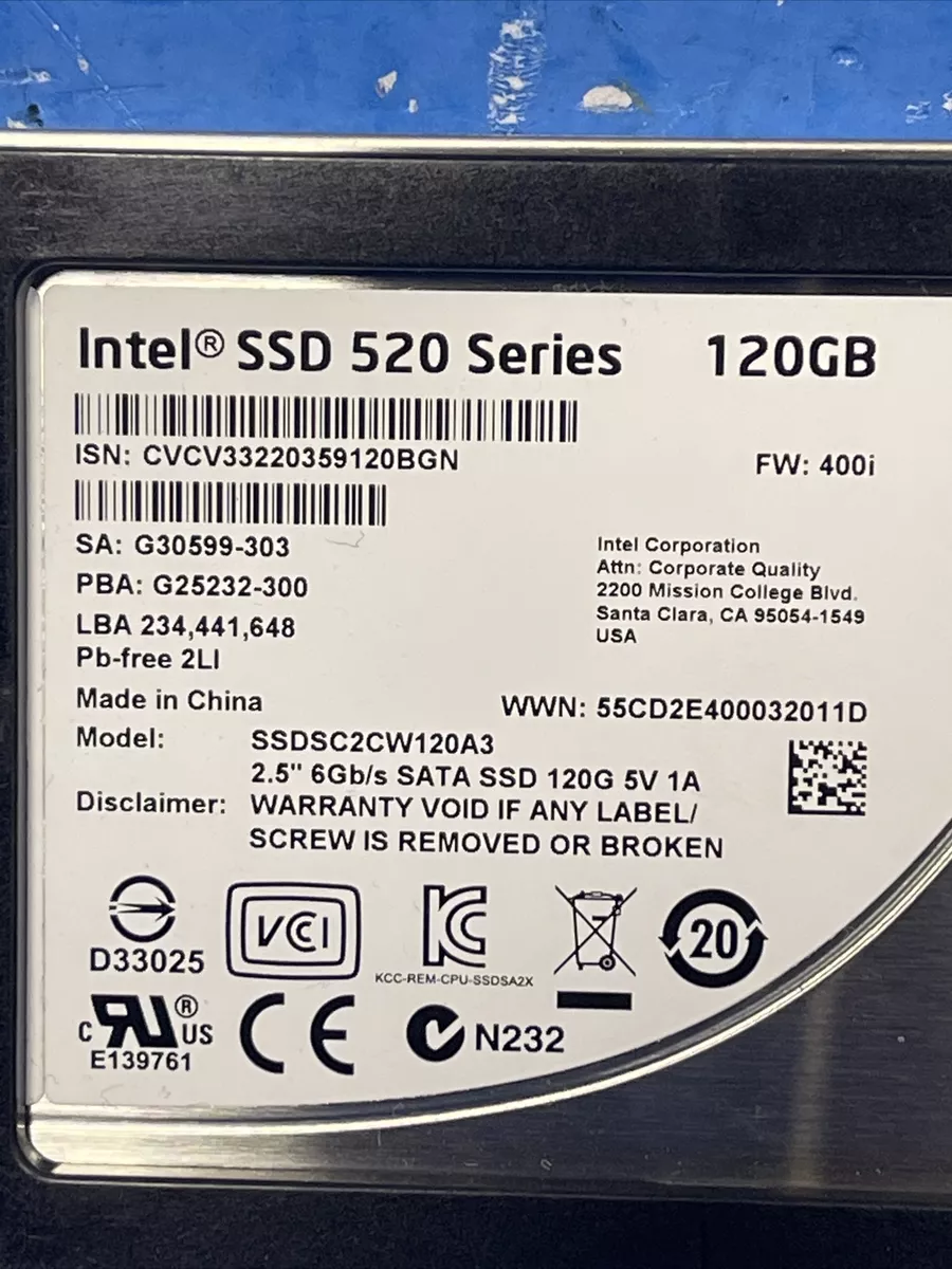 Revival klokke Kan ikke INTEL SSD 2500 SERIES 120GB 2.5&#034; SSD SSDSC2CW120A3 | eBay