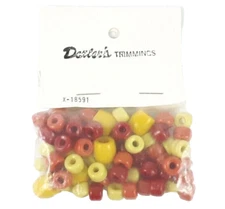 Mixed Bag of Vintage 1979  Boy Scout Crafting Plastic Yellow Orange Red Beads