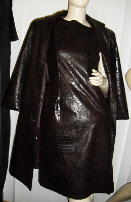 SELENE,Snakeskin faux,2pc,dress+ jacket,chocolate brown,New,zS,sheath,UNIQUE,wow