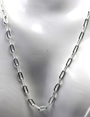 Sterling Silver 925 Fancy Paperclip Links Chain Necklace 58cm -Free Post