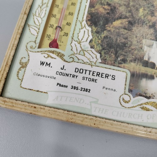 Advertising Thermometer Country Store WM J Dotterer's Claussville PA Church - Picture 4 of 6
