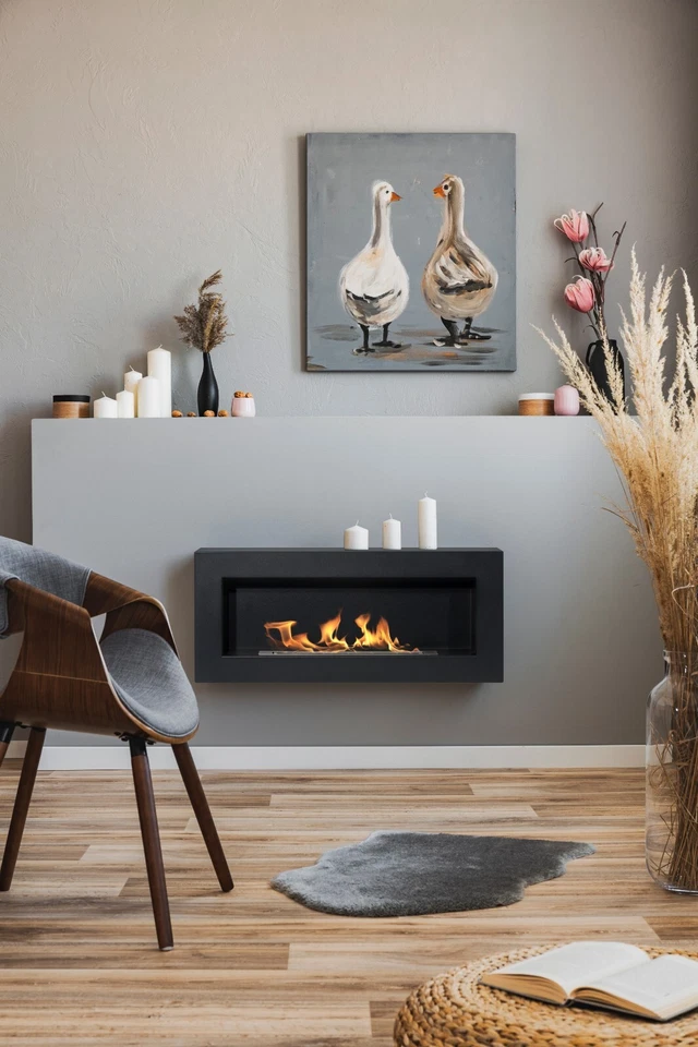 Campo24 ethanol fireplace wall fireplace 650/900x400 mm bioethanol TÜV tested decorative fireplace - Image 4 of 4