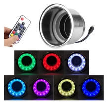 2PCS Cup Holder Stainless Steel 14LED RGB Drink Remote Control Marine Boat