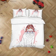 3D Animal Dog Star Glasses Quilt Cover Set Duvet Cover Bedding Pillowcases 1773