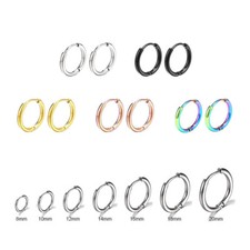 Colorful Surgical Steel Earring Hinged Hoops Clicker Ear Rings Round Hoop 8-20mm