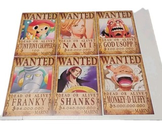 One Piece Wanted Posters x6 Lot Anime Manga 12x8"