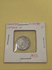 1943 Canada 10 Cents Silver Dime Circulated Canadian George VI Coin N089