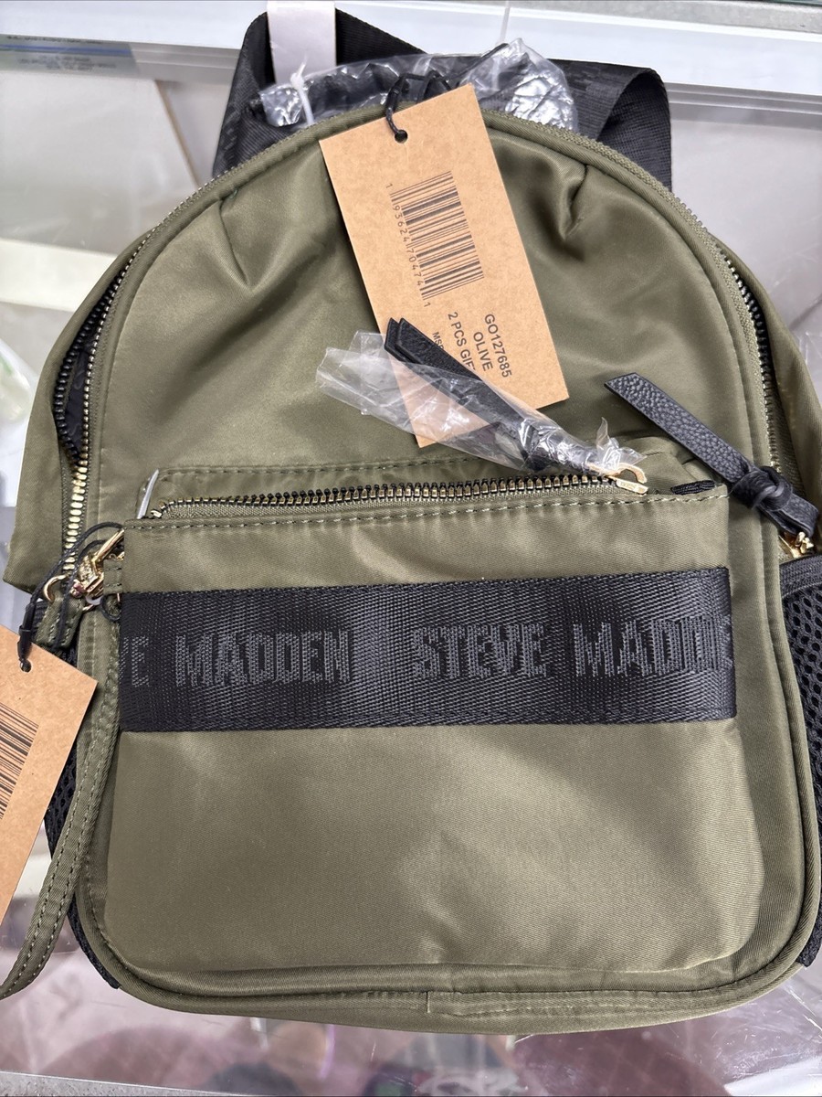 Steve Madden dark green backpack purse with change purse. Steve Madden Backpack/Purse Green Olive Gold Hardware | eBay main image 4