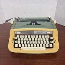 Royal Sabre Green Manual Typewriter 1970s w/ Original Carry Case thumbnail