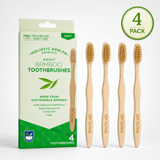 Bamboo Toothbrushes for Adults Soft Bristles Eco Friendly Vegan 4 Pack