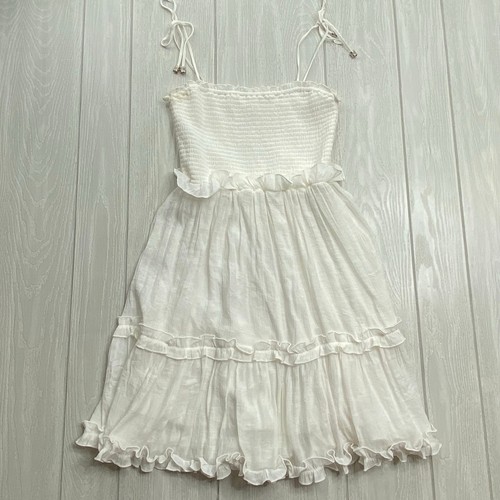 Mini vestido de verano para mujer Altar'd State blanco con volantes talla grande