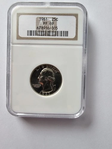 SILVER 1961 PF69 WASHINGTON QUARTER GRADED NGC 25C P MINT 90% AG COIN