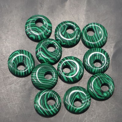 10pcs Artificial Malachite Stone Large Hole Circle 18mm Beads Pendants Jewelry