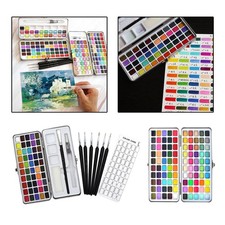 Tragbares Aquarellfarben   Metallkoffer, leuchtende Farben sortiert