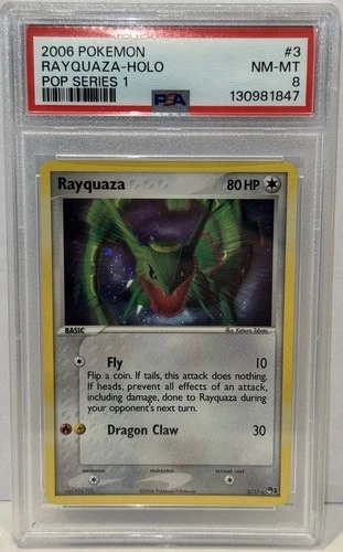 2006 Pokemon Rayquaza Holo Pop Series 1 #3 PSA 8 NM-MT Swirl 🌀
