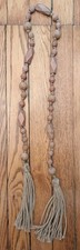 Unbranded Decor Farmhouse Style 45" Natural Cedar Wood Bead Jute Tassel Garland