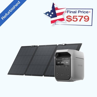 EcoFlow DELTA 3 Plus 1024Wh Portable Power Station+160W Solar Panel Refurbished