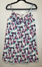 Old Navy Gauzy Mini Dress Women's Size M Sundress Geometric Print Ruffle Beachy