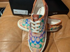 NEW Coach Citysole Skate Sneakers Womens 8.5 Multi Color Rainbow Signature CA854