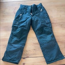 Lands End Kids Grow-A-Longs Snow Pants Dark Green Cargo Winter Ski Trousers