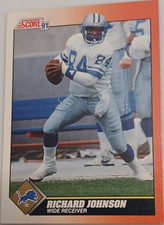 1991 Score Richard Johnson #374 Detroit Lions Football Base Set Card