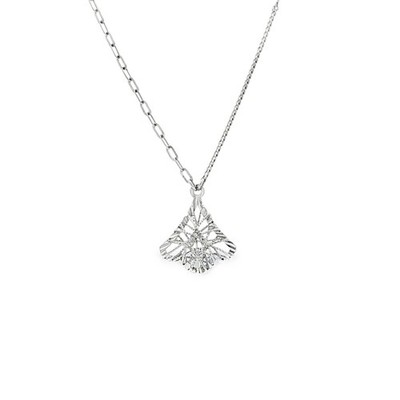 PT950 Platinum Three-Dimensional Ginkgo Leaf Fan Necklace BJY0005