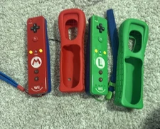 Official Wii Remote Mario + Luigi + Pink w/Nunchuck wheel Nintendo Wii U OEM BOX