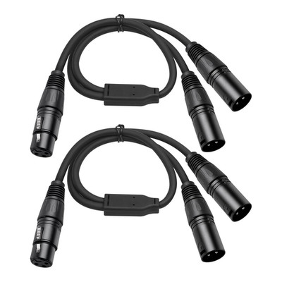 2 Pack XLR Y Splitter, 1.5FT XLR Female to Dual Male, Balanced Mic Audio Cables
