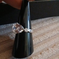 Beautiful S925 Sterling Silver & Sparkling CZ Solitaire / Eternity Ring