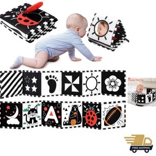 Black White Baby Toy Tummy Time Soft Book Sensory Development Gift