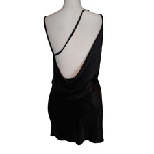ASOS DESIGN mini slip sundress black size 6 silky open back