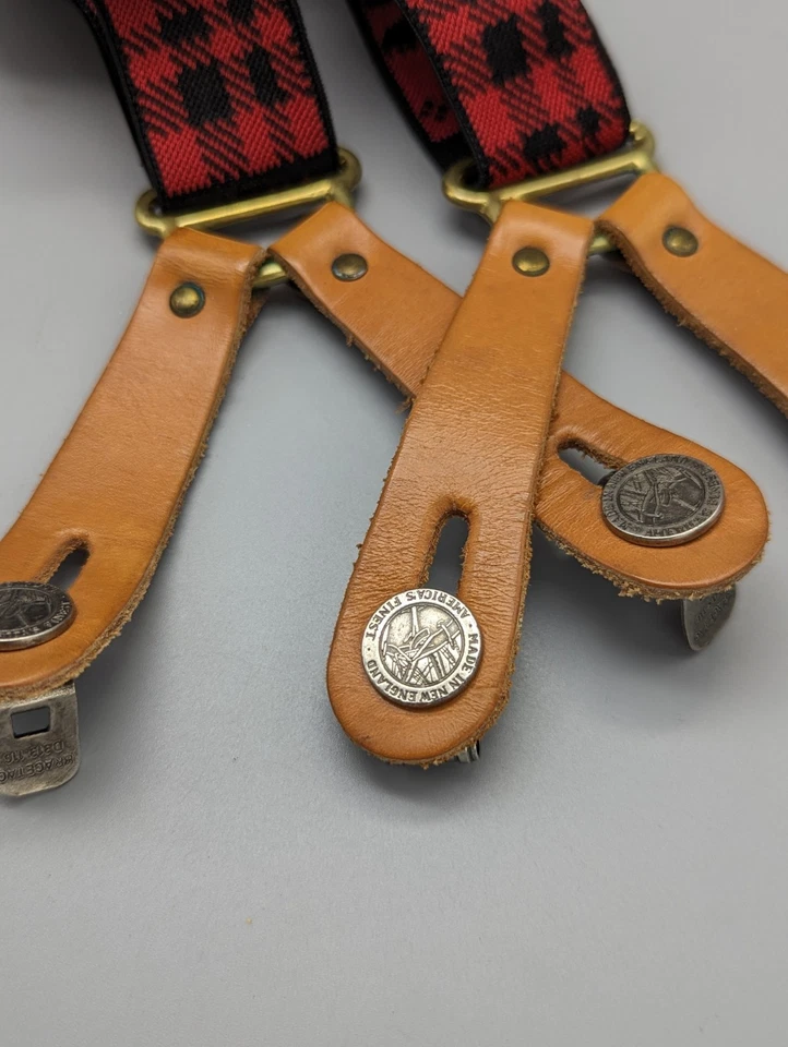 Polo Ralph Lauren клетчатые красные черные лосиные подтяжки скобы кожа зимние - Изображение 2 из 4