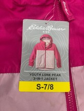 Eddie Bauer Girls Full Zip Stand Collar 3-in-1 Jacket PINK M 10/12 NWTD