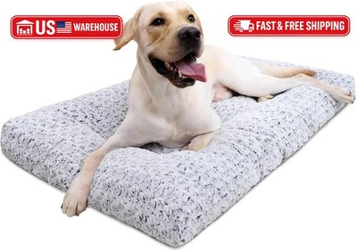KSIIA Washable Dog Bed Deluxe Plush Dog Crate Beds Comfy Kennel Pad Anti-Slip Pe