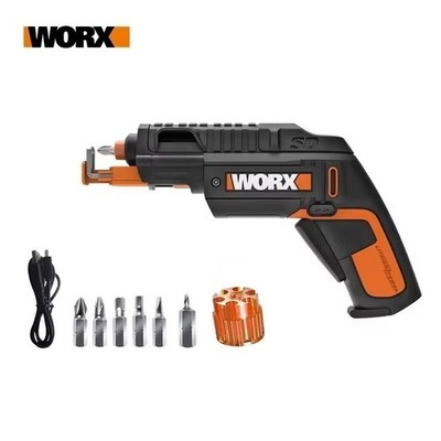 Worx 4V Mini Electric Screwdriver Set USB Rechargeable Gun Style 1/4''Hex WX255.4
