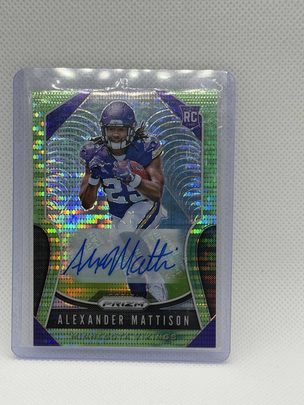 2019 Panini Prizm Rookie Alexander Mattison #331 Green Pulsar Prizm Auto (AU RC)