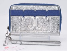 Tory Burch Scallop-T Metallic Wallet/ Wristlet in Marine Silver
