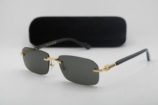 NEW GUCCI GG 1221S 001 BLACK GOLD L RIMLESS AUTHENTIC SUNGLASSES 56-16