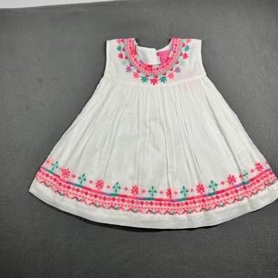 NWT Toddler Girl Isaac Mizrahi White With Pink Embroidered Flowers Dress 12