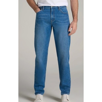 American Tall Milo Relaxed Fit Tailored Denim Jeans Mens Size 42x38 Mid Blue New