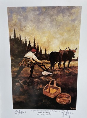 GEORGE RODRIGUE SAGA OF THE CAJUNS - FIRST PLANTING - HAND SIGNED w/CERT 8 x 10