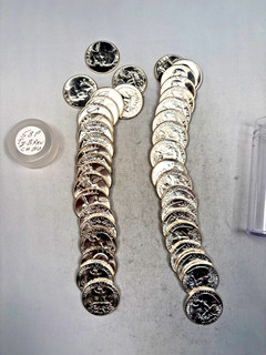 1958P WASHINGTON QUARTER 90% SILVER CH. BU BRILL. UNC. 40 COIN ROLL TYPE B REV.